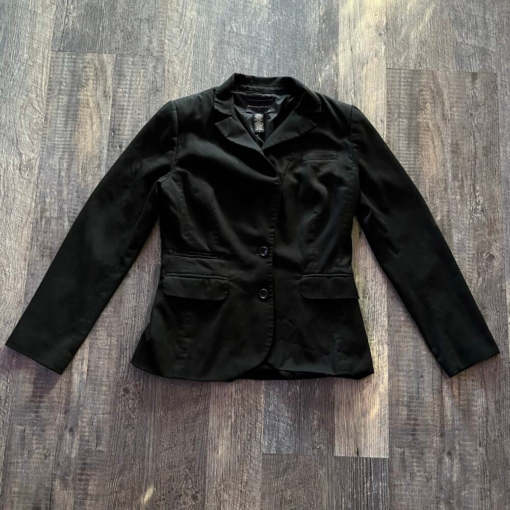 Banana Republic Black Stretch Blazer Women's 8 Tailored Fully Lined
